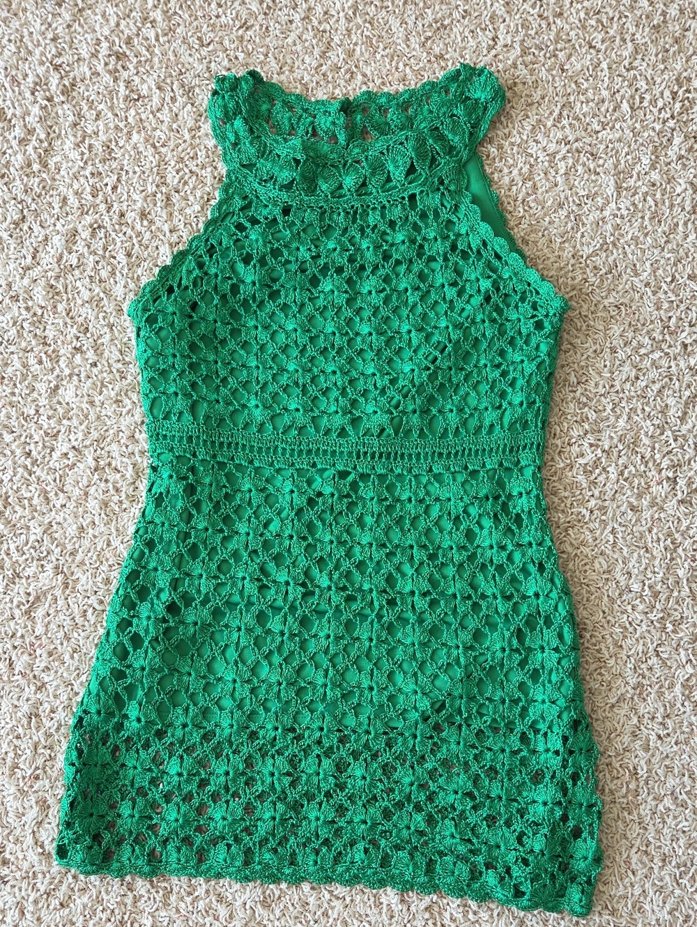 International Concept Green Crochet Halter Top